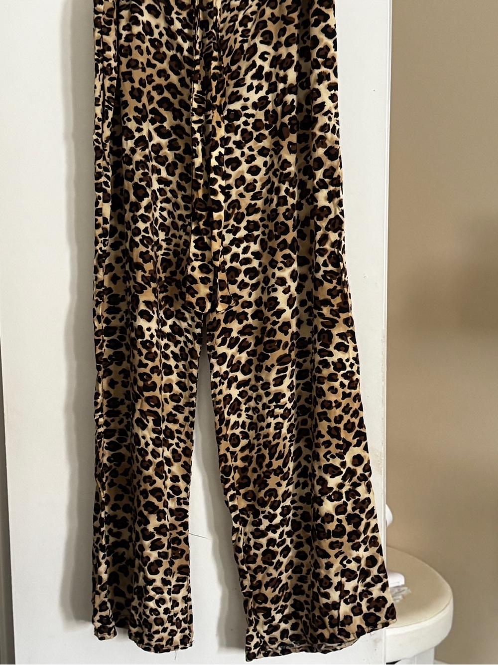 Ambiance Leopard Print Wide-Leg Pants in Tan and Black